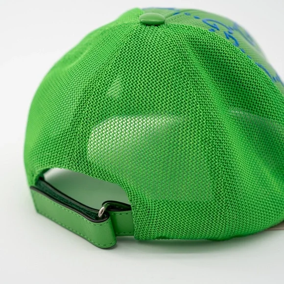 size S - Gucci Leather Green Cap Baseball Hat GG Blue